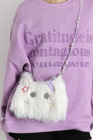 Cute Long-Haired Kitten Plush Crossbody Bag for Girls - Soft Mini Phone Bag, Adorable Animal Design, Perfect for Daily Use