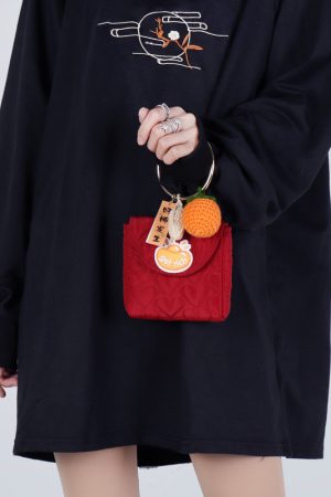 Cute Mini Lucky Red Envelope Handbag - Zodiac-Inspired Crossbody Phone Bag in Good Persimmon Peanut Design