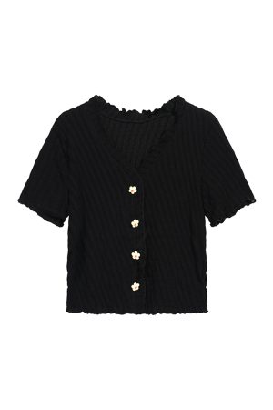 Cute Plus Size Knitted Cardigan - Fresh Design Button Short Sleeve Top for Slimming Style