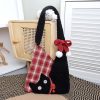 Cute Plush Cat Tote Bag - Red Series New Year Birthstone Lucky Shoulder Crossbody Bag for Y2K and Korean Style Fashion