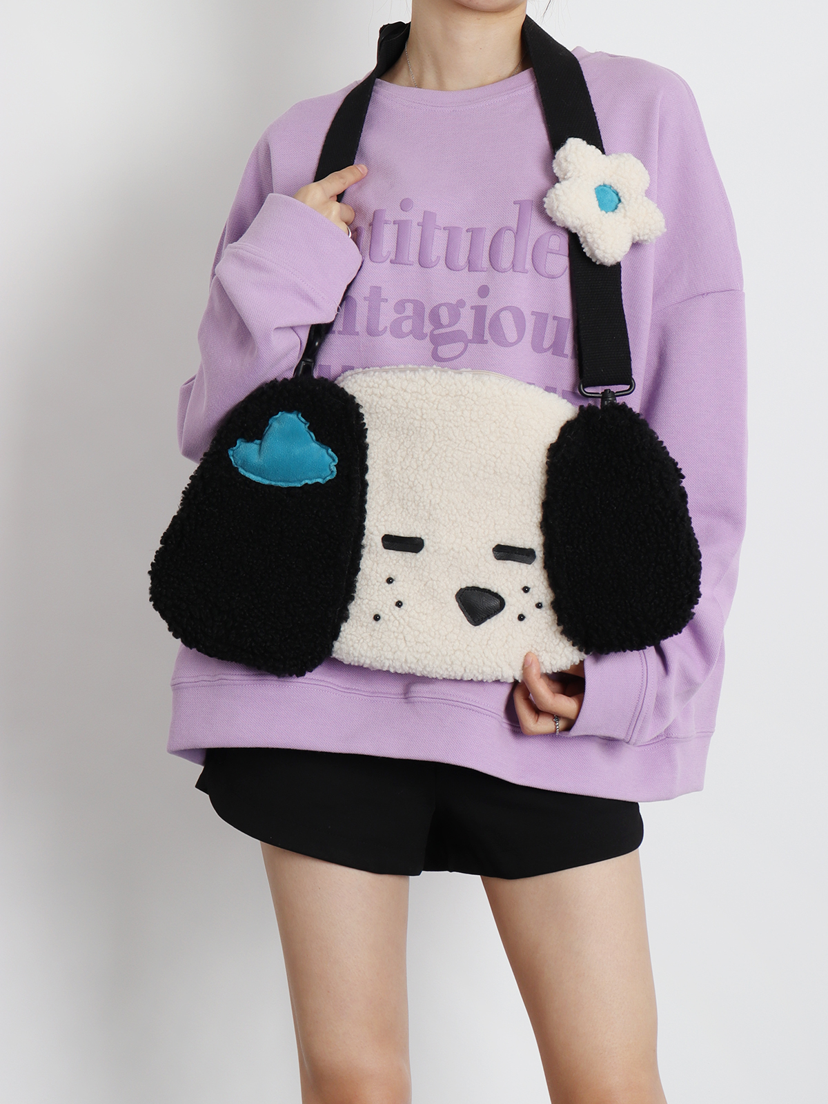 Cute Plush Dog Crossbody Bag for Girls - Large Capacity, Autumn Style, Single Shoulder, Two-Dimensional Design Cute Plush Dog Crossbody Bag for Girls - Large Capacity, Autumn Style, Single Shoulder, Two-Dimensional Design