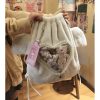 Cute Plush Two-Dimensional Heart Drawstring Backpack - Furry Commuter Bag with Large Capacity for Autumn Winter Fashion