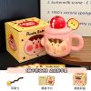 Cute Quirky Apple Ceramic Mug with Lid and Spoon â€“ Fun Water Cup for Girls, Perfect Birthday Gift, High-Value Design