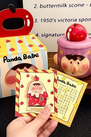 Cute Quirky Apple Ceramic Mug with Lid and Spoon â€“ Fun Water Cup for Girls, Perfect Birthday Gift, High-Value Design