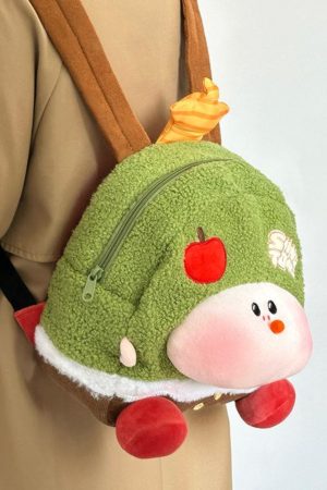 Cute Soft Cartoon Plush Backpack for Women, Lightweight Commuter Travel Book Bag, Niche Wish Tree Design