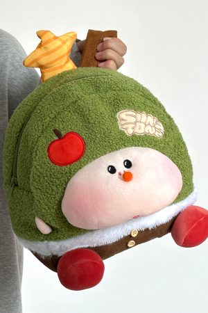 Cute Soft Cartoon Plush Backpack for Women, Lightweight Commuter Travel Book Bag, Niche Wish Tree Design