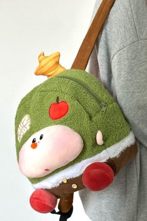 Cute Soft Cartoon Plush Backpack for Women, Lightweight Commuter Travel Book Bag, Niche Wish Tree Design