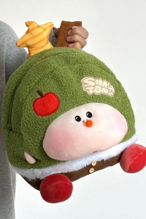 Cute Soft Cartoon Plush Backpack for Women, Lightweight Commuter Travel Book Bag, Niche Wish Tree Design