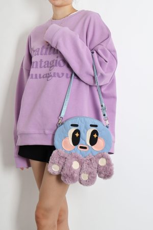 Cute Soft Plush Octopus Crossbody Bag - Fashionable Compact Underarm Bag in Korean Style, Versatile for Everyday Use