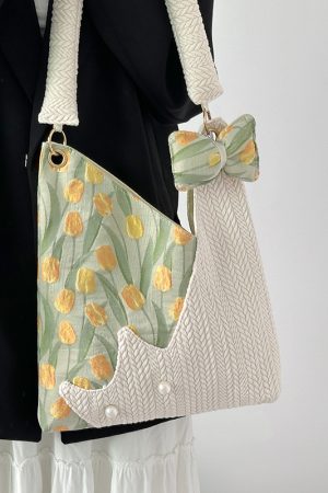 Cute Tulip Crossbody Bag for Women - Fresh Niche Design, Large Capacity Shoulder Tote, Trendy 2025 Style
