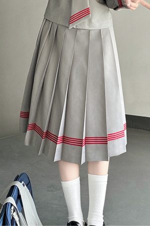 Dark Blue Japanese Style Long Sleeve JK Uniform Set for Women - Pudding Bear Pudding Bear Inspired Spring Fashion