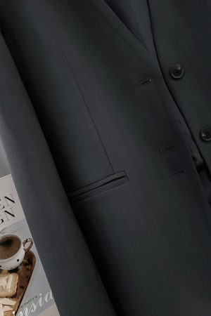 Dark Gray Collarless Lightweight Casual Windbreaker Jacket for Women - 2025 Spring Autumn Minimalist Tie Waist Slimming Style