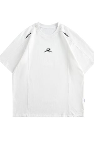 Dark Red Heavyweight Cotton Short-Sleeve T-Shirt for Women with Retro Letter Print â€“ Stylish American 90s Vintage Look