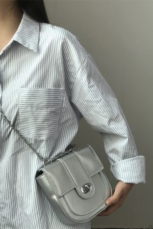 Dark Style Spicy Girl Chain Saddle Bag - 2024 Casual Fashion Small Crossbody Bag for Women, Trendy Y2K Look