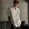 Deconstructed Metal Design Shoulder Pad Shirt for Men and Women - High-End Stylish Loose Zip Short Sleeve for Summer Fashion