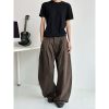 Deconstructed Tailored Casual Pants for Men and Women - Brown Rivet Design, Straight Loose Fit, Long Style, 90s Y2K Inspired