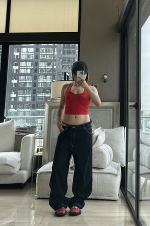 Deep Roast Black Blue Lazy Workwear Jeans - Casual 90s Style Chillin' Denim for Effortless Everyday Look