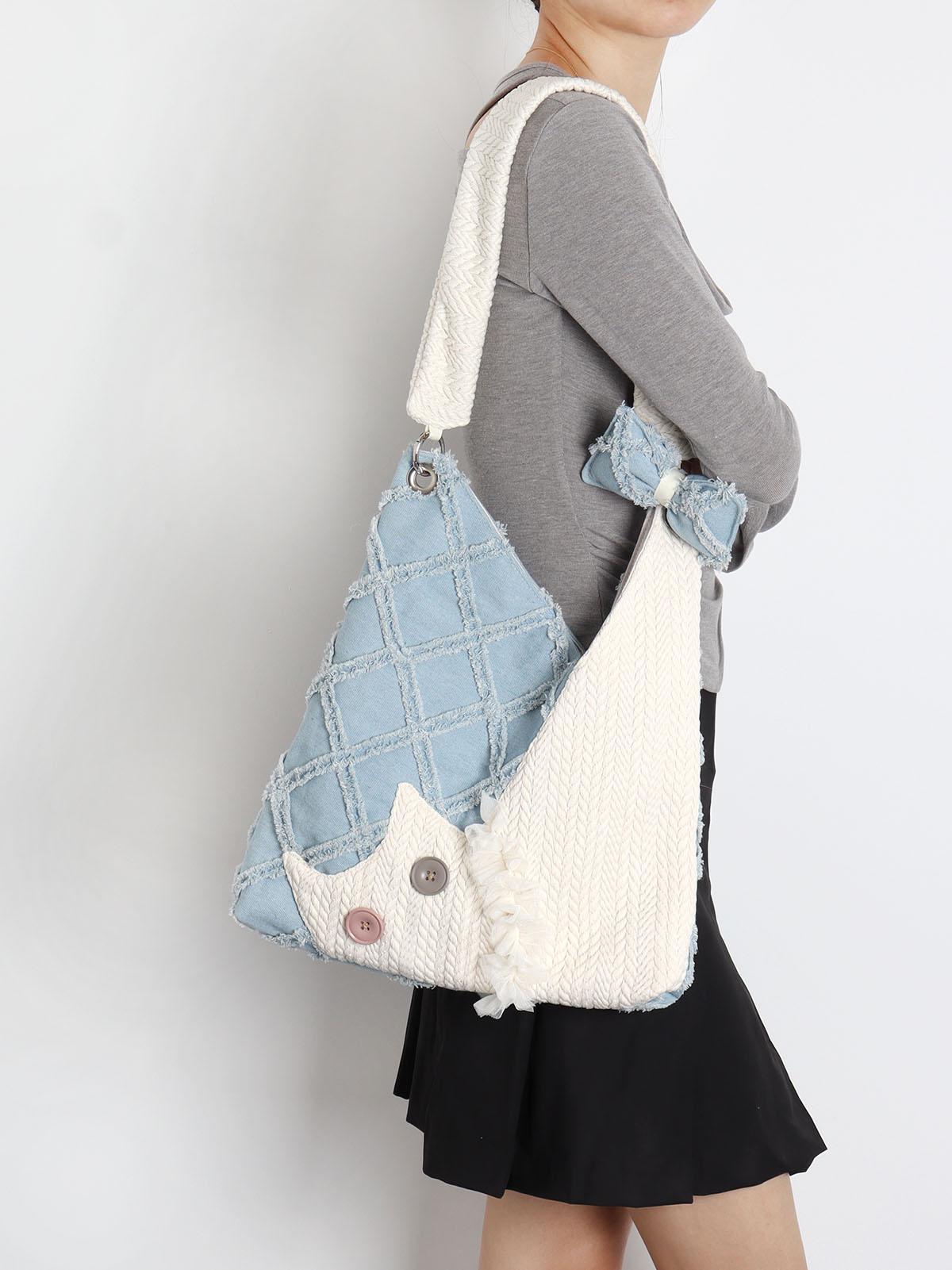 Denim Plaid Cat Shoulder Crossbody Bag - Original Design, Cute and Stylish, Ideal for Casual and Y2K Fashion Enthusiasts Denim Plaid Cat Shoulder Crossbody Bag - Original Design, Cute and Stylish, Ideal for Casual and Y2K Fashion Enthusiasts