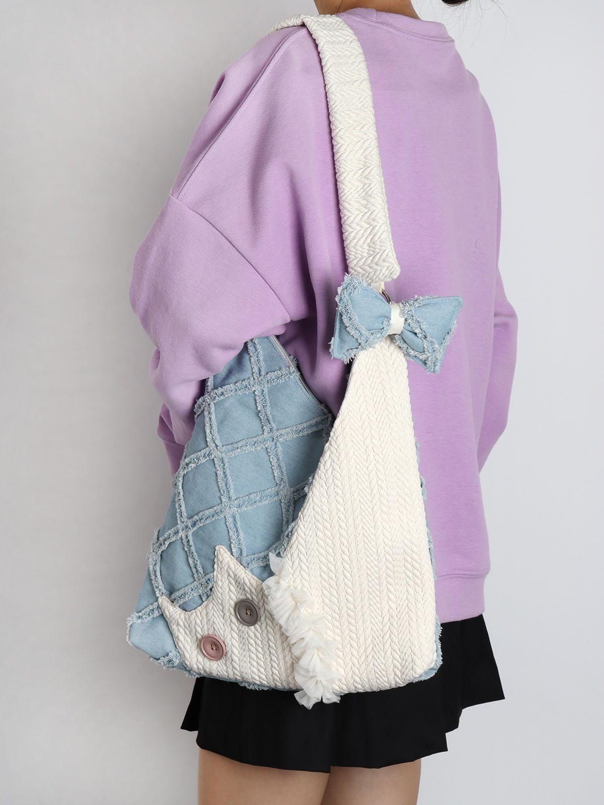 Denim Plaid Cat Shoulder Crossbody Bag - Original Design, Cute and Stylish, Ideal for Casual and Y2K Fashion Enthusiasts Denim Plaid Cat Shoulder Crossbody Bag - Original Design, Cute and Stylish, Ideal for Casual and Y2K Fashion Enthusiasts