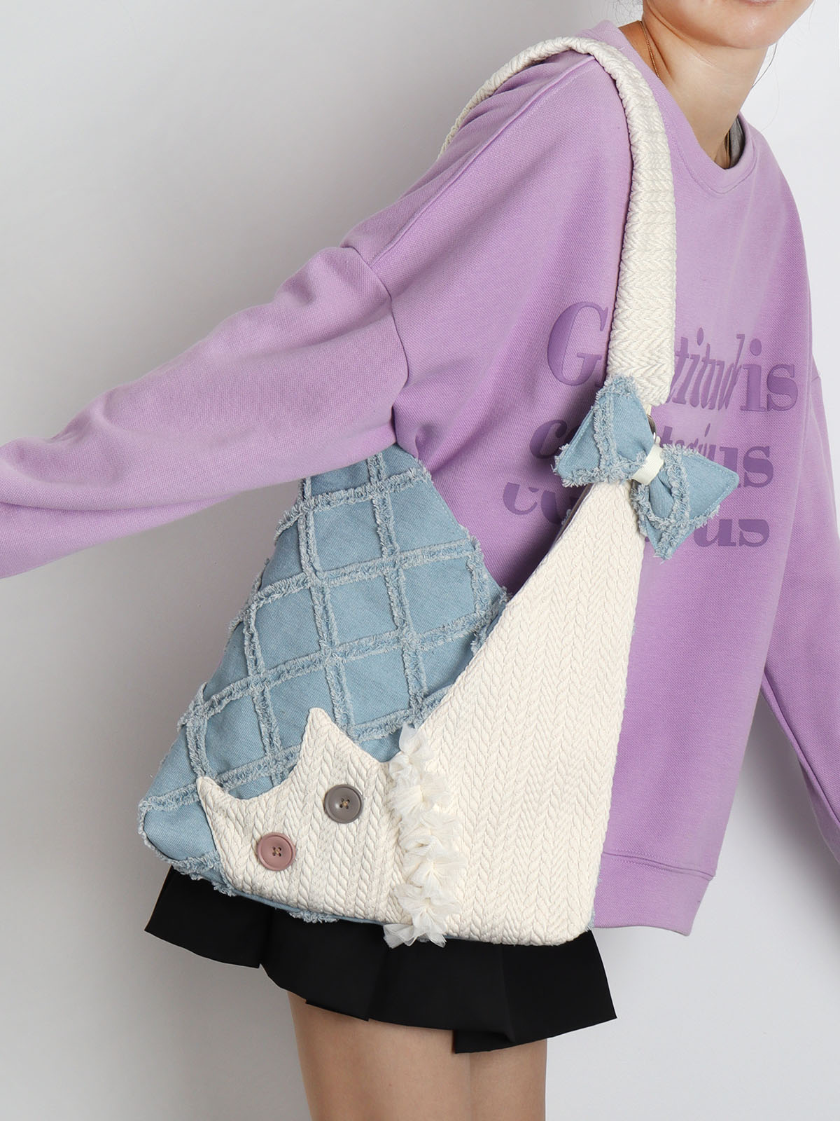 Denim Plaid Cat Shoulder Crossbody Bag - Original Design, Cute and Stylish, Ideal for Casual and Y2K Fashion Enthusiasts Denim Plaid Cat Shoulder Crossbody Bag - Original Design, Cute and Stylish, Ideal for Casual and Y2K Fashion Enthusiasts