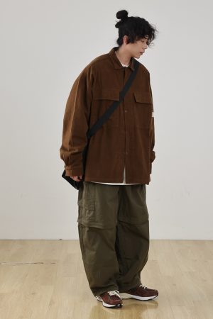 Detachable Two-Way Japanese Style Work Pants for Men - Loose Fit, Functional Straight-Leg Casual Pants