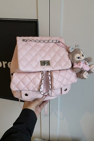 Diamond-Pattern Chain Mini Backpack for Women - Trendy 2025 Chanel-Style Versatile High-End Small Bag