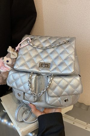 Diamond-Pattern Chain Mini Backpack for Women - Trendy 2025 Chanel-Style Versatile High-End Small Bag