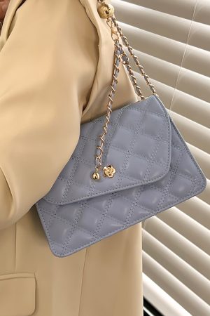 Diamond-Patterned Shoulder Bag for Women - Sweet Fashionable Underarm Crossbody Chain Bag, Elegant Style for Any Occasion