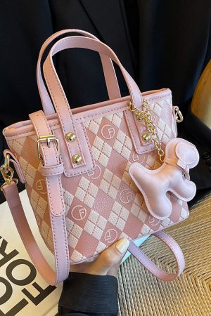 Diamond-Patterned Tote Bucket Bag for Women - Versatile Small Crossbody Shoulder Bag 2025 Fashion Trend