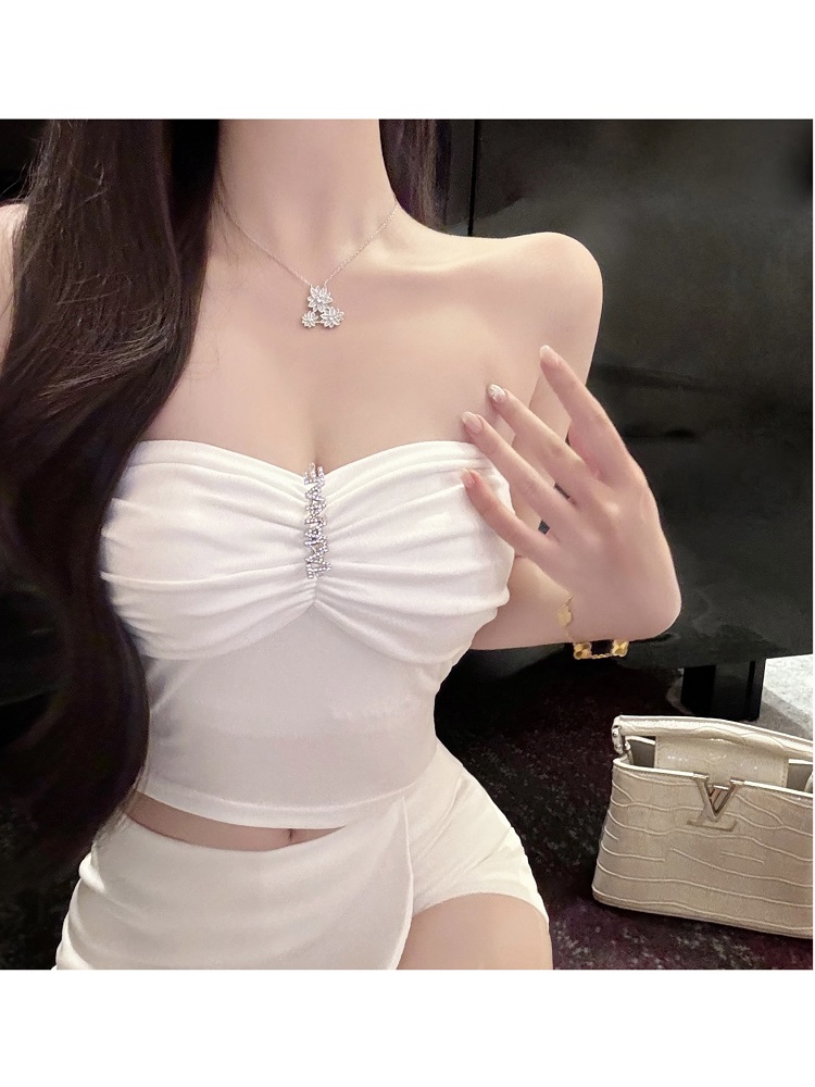 Diamond Strapless Top with Built-In Padding - Fitted Shirt for Stylish Elegance - Perfect for Y2K and Night Out Looks Diamond Strapless Top with Built-In Padding - Fitted Shirt for Stylish Elegance - Perfect for Y2K and Night Out Looks