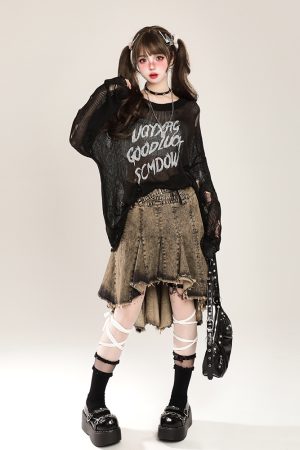 Distressed Hollow-Out Knitted Shirt for Women - American Style Loose Long Sleeve Sun Protection Cover-Up, Summer Lazy Trend