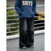 Distressed Straight Leg Retro Workwear Jeans for Men - Versatile Loose Fit Long Pants for Casual 90s Style
