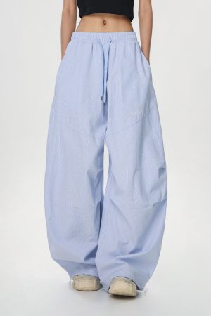 Dopamine Blue Wide-Leg Casual Pants for Women - Summer Loose Fit Dance & Jazz Style
