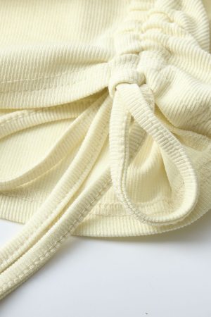 Dopamine Goose Yellow Irregular Waist Short Sleeve T-Shirt Blouse - 2025 Summer Fashion Trend, Y2K Style