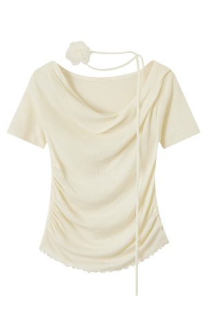 Dopamine Green Loose Short-Sleeve T-Shirt, Summer Knit Top for May Day Outings, Casual Style, Perfect for Photoshoots and Everyday Wear