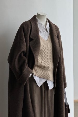 Double-Sided Cashmere Wool Coat for Women - 2024 Autumn Winter High-End Korean Style Petite Mid-Length Outerwear