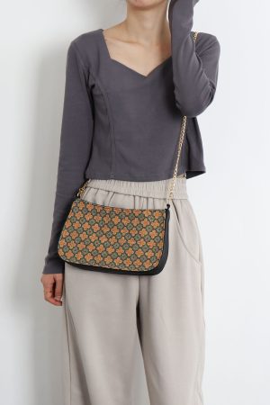 Double-Sided Floral Retro Underarm Bag with Beaded Strap, Vintage Chinese Style Hanfu Crossbody Bag, Unique Niche Design