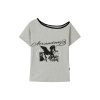 Dream Horse Print Color-Block Asymmetrical One-Shoulder T-Shirt for Women - Summer Loose Casual Short Sleeve Top, Y2K Style