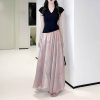 Dreamy High-Waisted Soft Smoke Chiffon Maxi Skirt - Light and Hazy Luster, Flowing Eight-Meter Swing Style for Spring and Summer