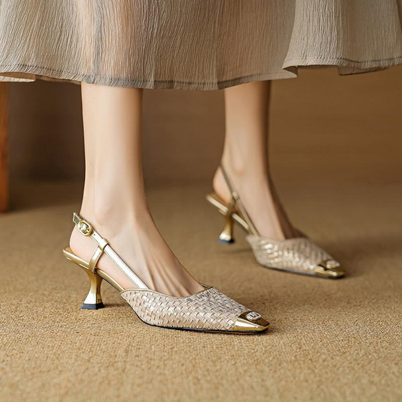 Elegant Backless High Heels for Women - Comfortable Small Square Toe Closed-Toe Sandals for 90s and Y2K Fashion Elegant Backless High Heels for Women - Comfortable Small Square Toe Closed-Toe Sandals for 90s and Y2K Fashion