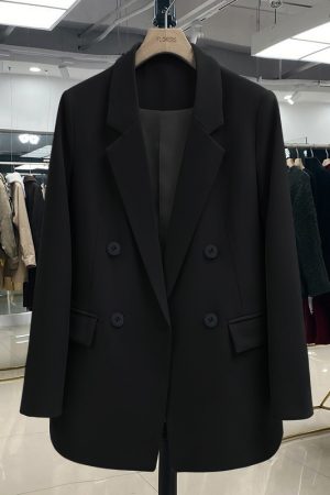Elegant Black Suit Jacket for Women - Slim-Fit, Versatile Design for Autumn 2025, Perfect for Petite Sizes