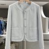 Elegant Blue Cool-Toned Women's Jacket - Small Fragrance Style Short Commuter Top for Spring and Autumn 2025 Fashion