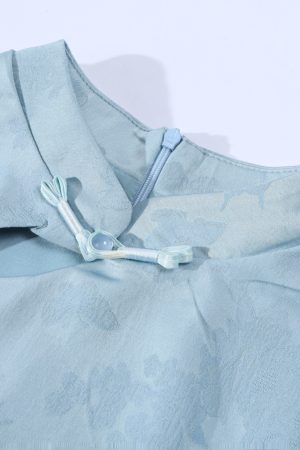 Elegant Blue Qipao Dress for Women - Chinese Style National Wind 2025 Summer Long Dress - Cool & Stylish Temperament Fashion