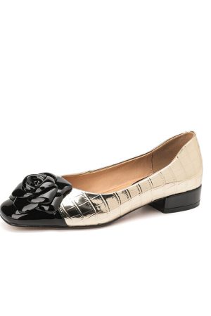 Elegant Camellia Flats for Women - Soft French Square-Toed Slip-On Shoes, Vintage-Inspired Grandma Style, Perfect for Everyday Wear