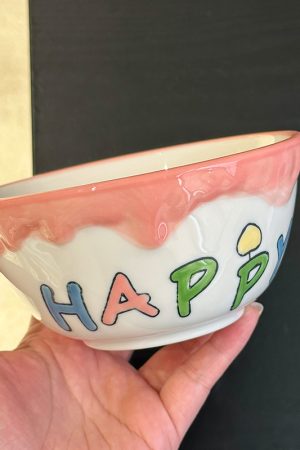 Elegant Ceramic Birthday Cake Bowl and Plate Set - High-Temperature Underglaze Tableware for Home Use