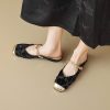 Elegant Chinese-Style Retro Flat Half-Drag Square-Toe Sandals for Women - Italian Corso Venezia Inspired Fashion Footwear