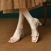 Elegant Fairy Style Pearl Transparent Crystal High Heeled Slide Sandals for Women - Dreamy Fashion, Y2K Vibes