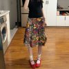 Elegant Floral Print Pleated Midi Skirt Plus Size - American Retro High-End Summer 2025 Women's Fashion