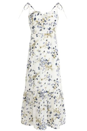 Elegant Floral Spaghetti Strap Long White Dress - French Style Summer Vacation 2025 Women's Fashion