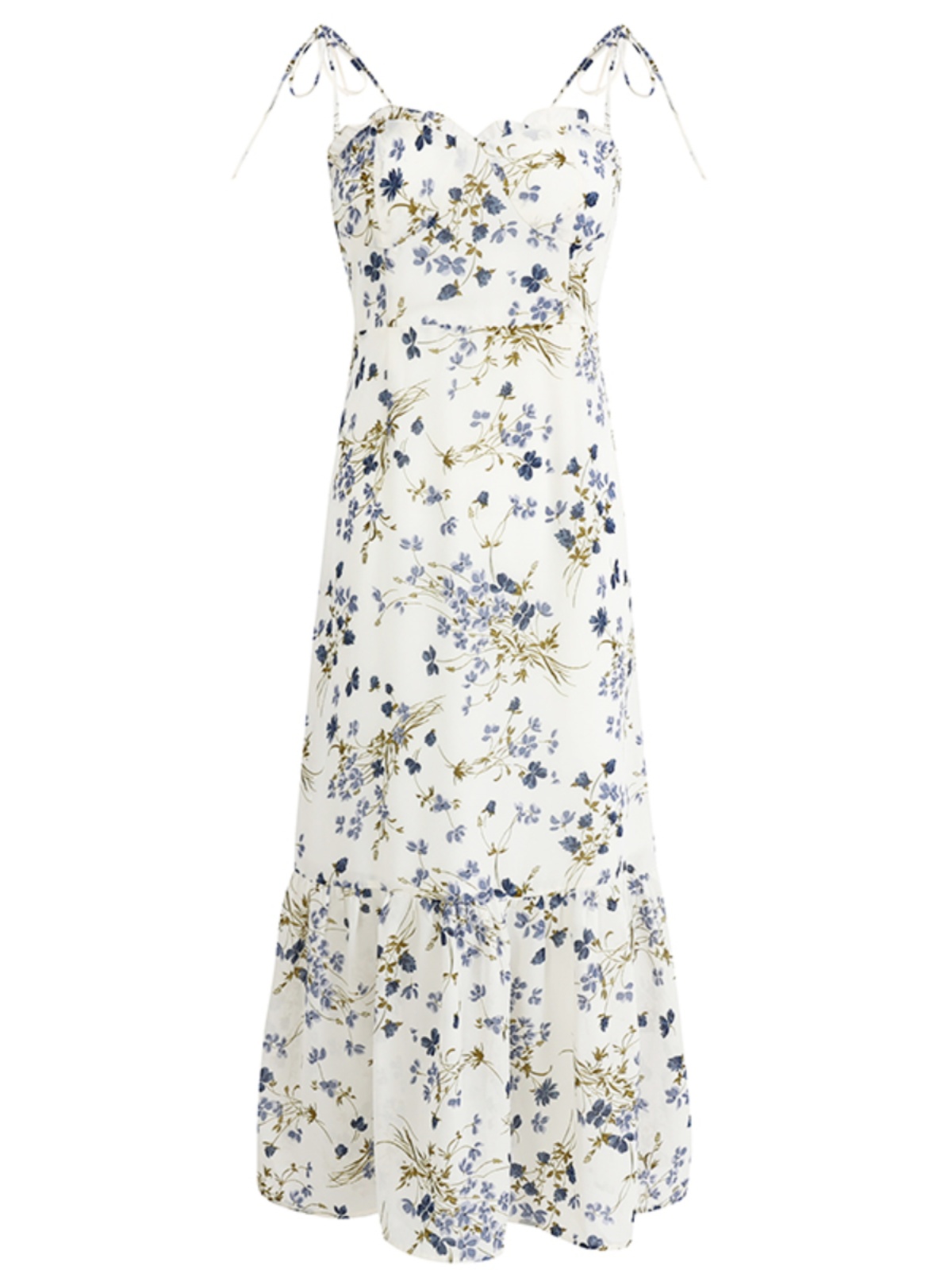 Elegant Floral Spaghetti Strap Long White Dress - French Style Summer Vacation 2025 Women's Fashion Elegant Floral Spaghetti Strap Long White Dress - French Style Summer Vacation 2025 Women's Fashion